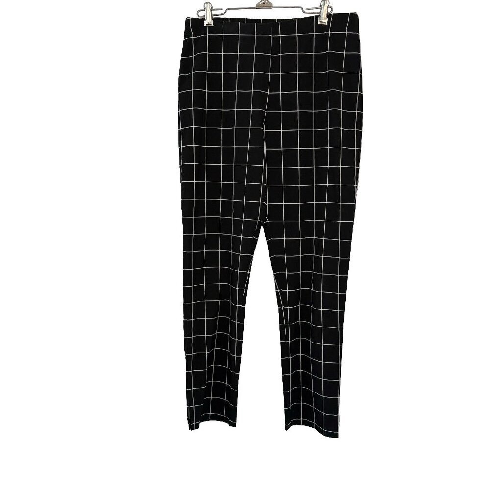 CARTISE Womens Black White Grid Check Straight Leg‎ Pants Size 8 Dark Academic